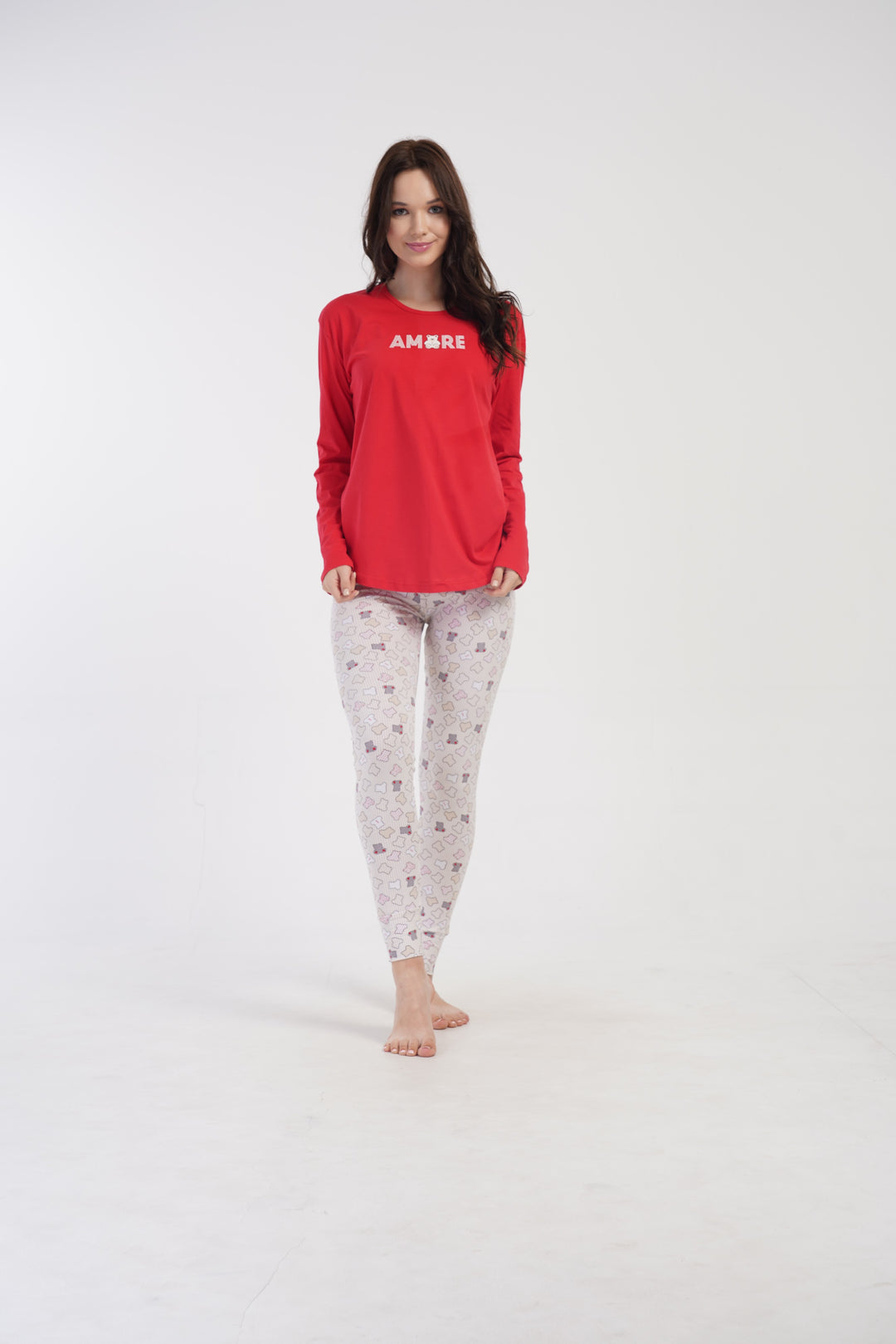 Piżama Damska Vienetta Amore, Czerwony, r. S-XL