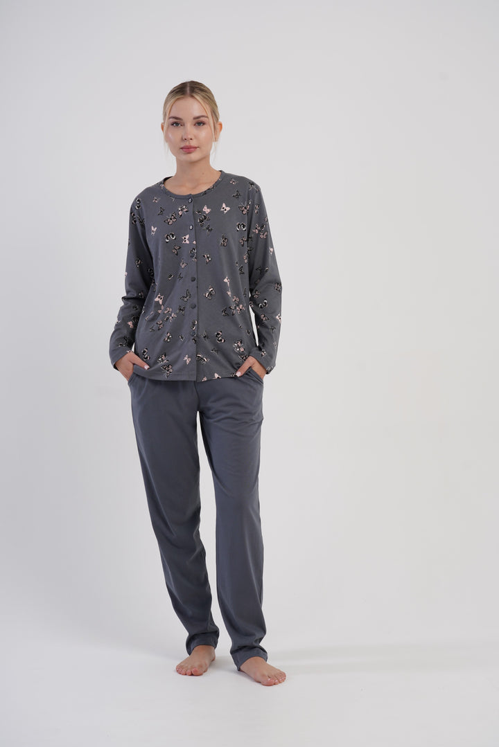 Piżama Damska Vienetta Butterflies, Szary, r. M-XXL