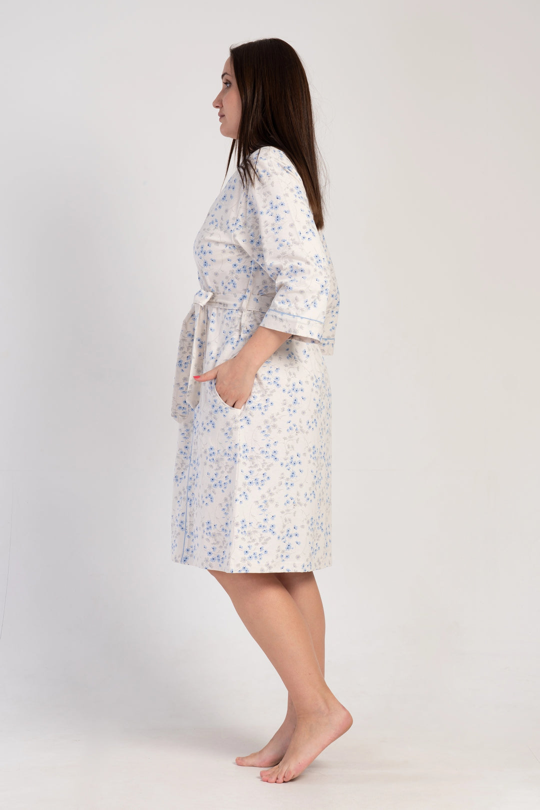 Szlafrok damski Vienetta Blossom Blue, Ecru, r. 1XL-4XL image 4