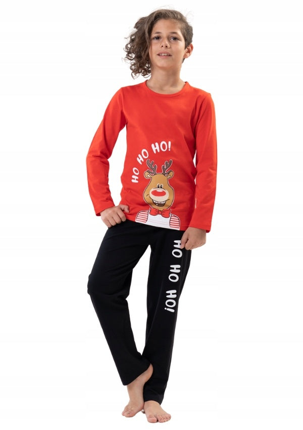 Piżama chłopięca Vienetta Reindeer Magic Sleep, czerwona, r. 128-164