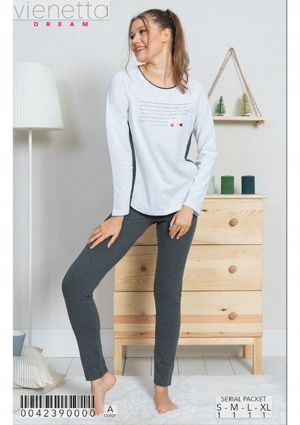 Piżama Damska Vienetta, Notebook, Szara, r. S-XL image 2