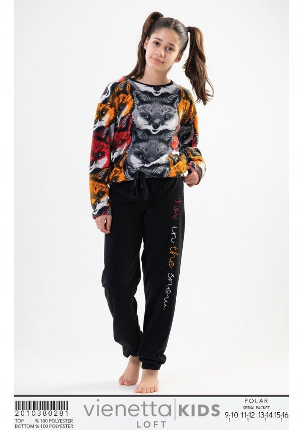Piżama Dziewczęca Vienetta, Foxes, Szara, r. 128-164