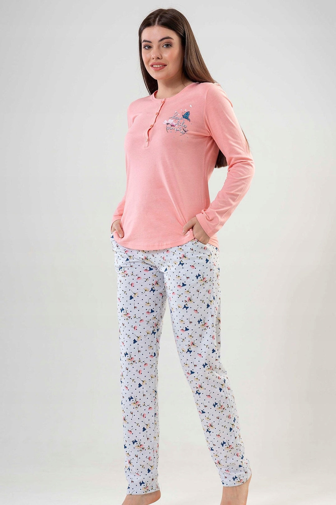 Piżama Damska Vienetta, Keep Life Simple, Rózowy, r. M-XXL image 1