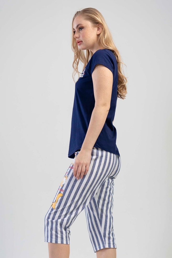 Piżama Damska Vienetta, Cute Cat, Granatowy, r. S-XL