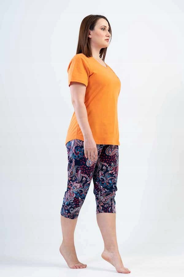 Piżama Damska Vienetta, Floral Dream, Pomarańczowa, r.1XL-4XL image 2