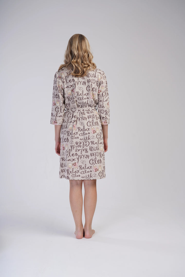 Szlafrok damski Vienetta Coffee and Relax, Beżowy, r. S-XL image 5