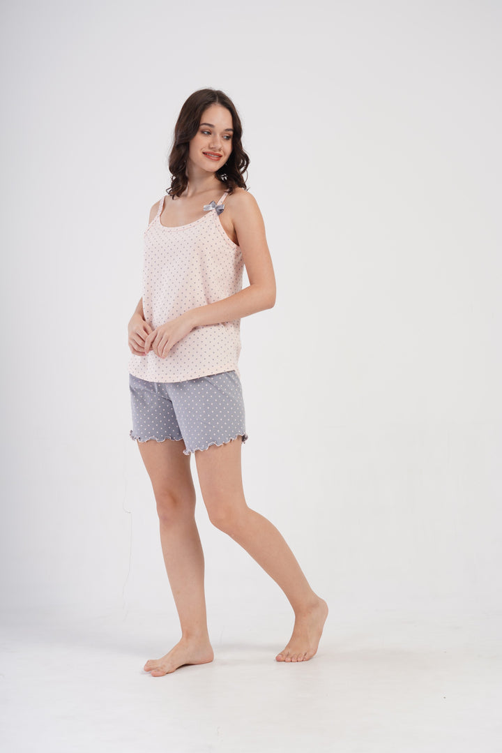 Piżama Damska Pink Dots, Różowy, S -XL