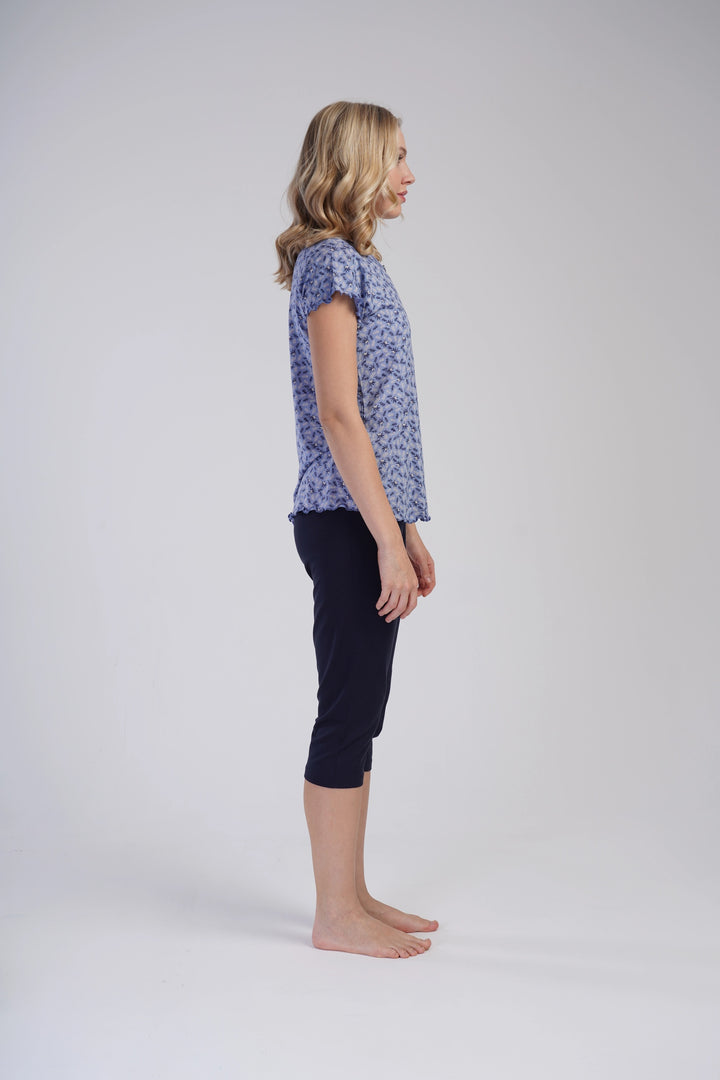 Piżama Damska Vienetta Blue Bloom, Niebieski, r. S-XL image 3