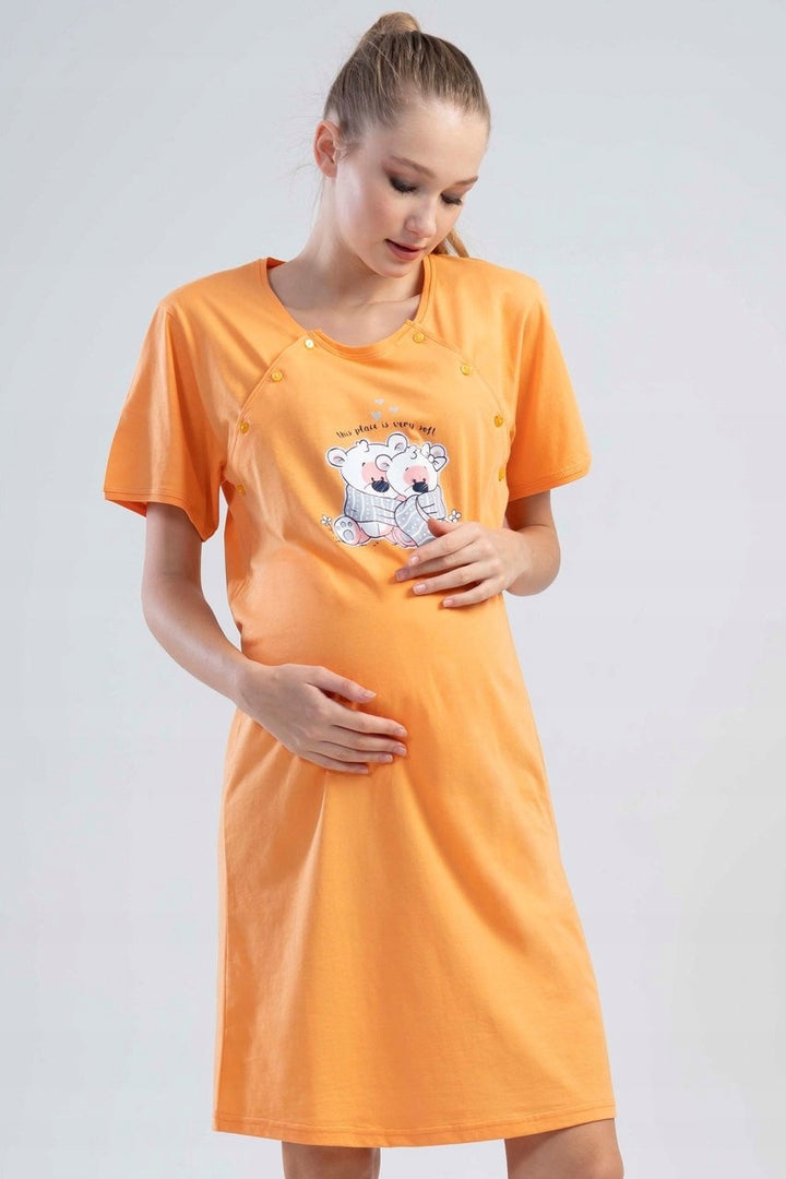 Koszula Nocna do Karmienia Vienetta, Very Soft, Pomarńczowy, r. M-XXL