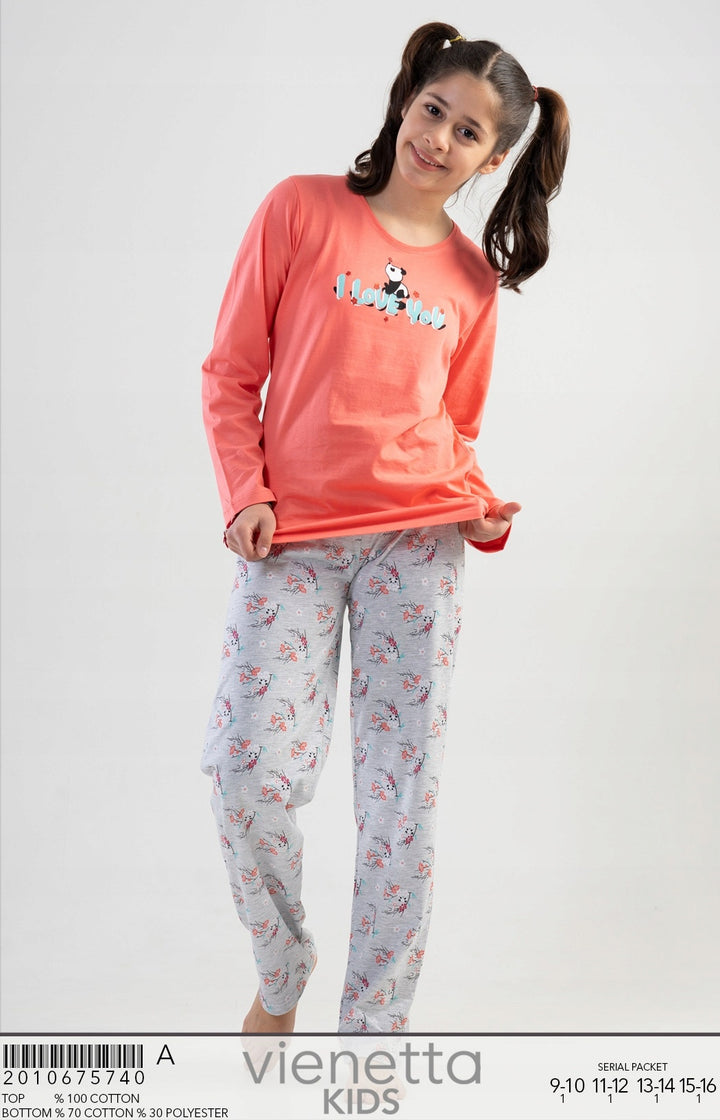 Piżama Dziewczęca Vienetta, I Love You, Różowa, r. 134-164 image 5