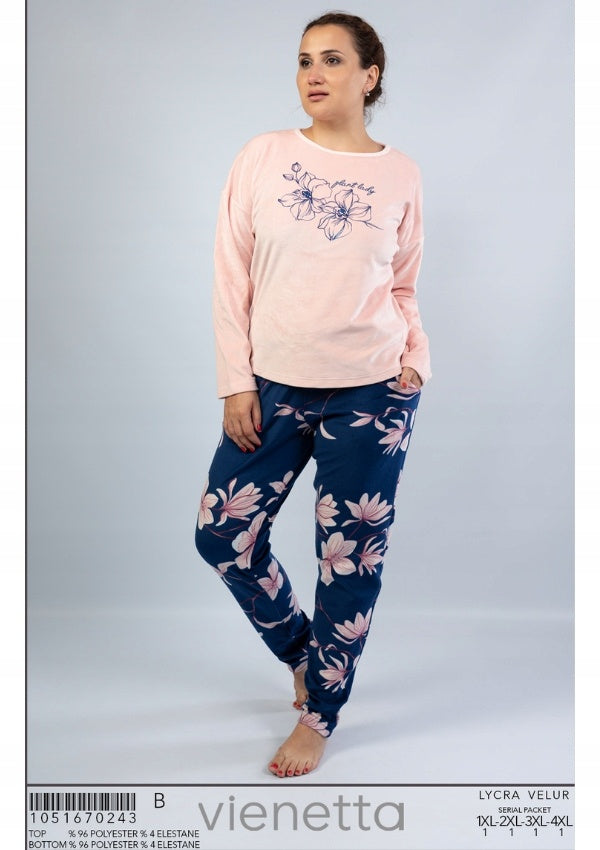 Piżama damska Vienetta, Plant Lady, Różowy, r. 1XL-4XL image 5