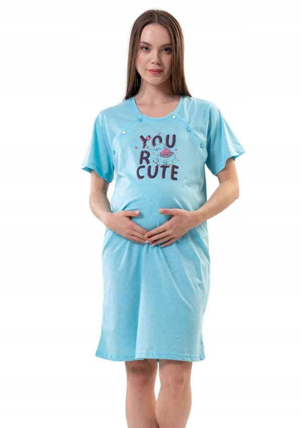 Koszula Nocna do Karmienia Vienetta, You Are Cute, Niebieska, r. S-XL