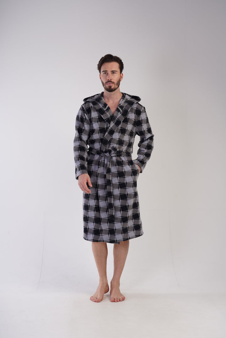 Szlafrok męski polarowy Vienetta Crossing, szary, r. M-XXL