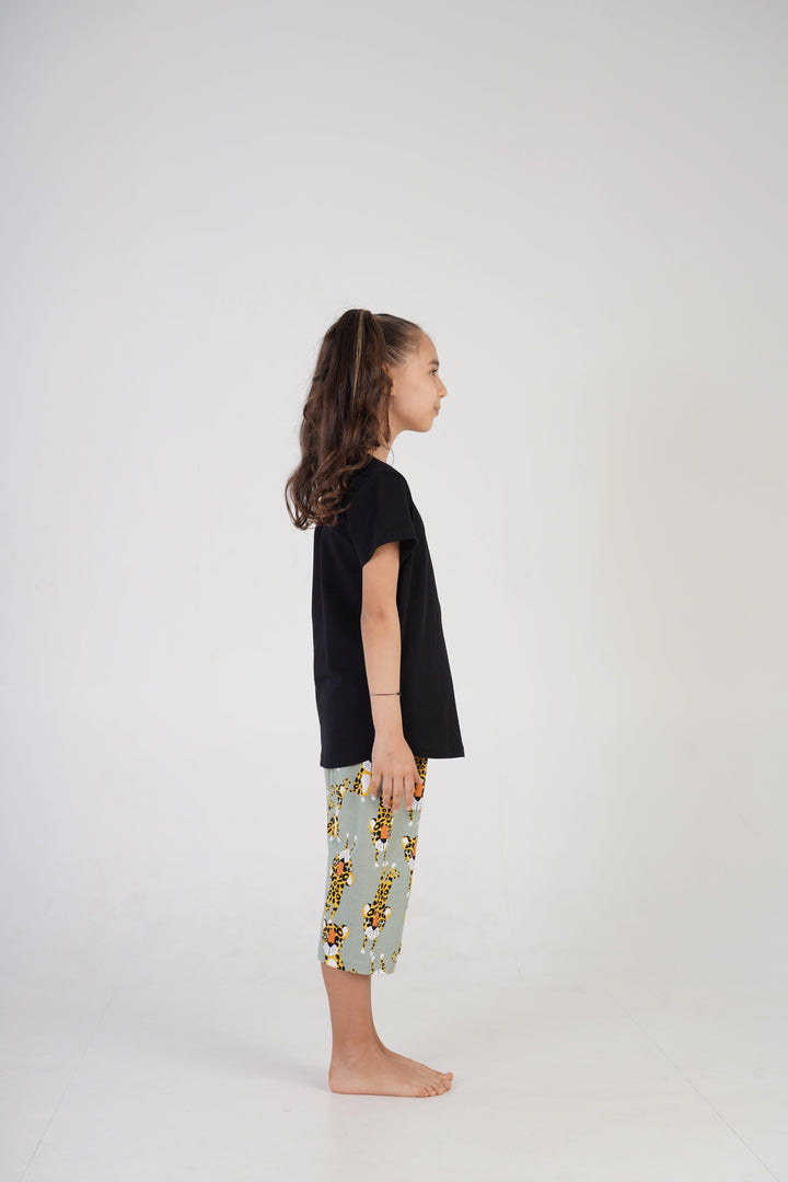 Piżama Dziewczęca Vienetta Animal Kingdom, czarno-zielona, r. 134-164 image 4