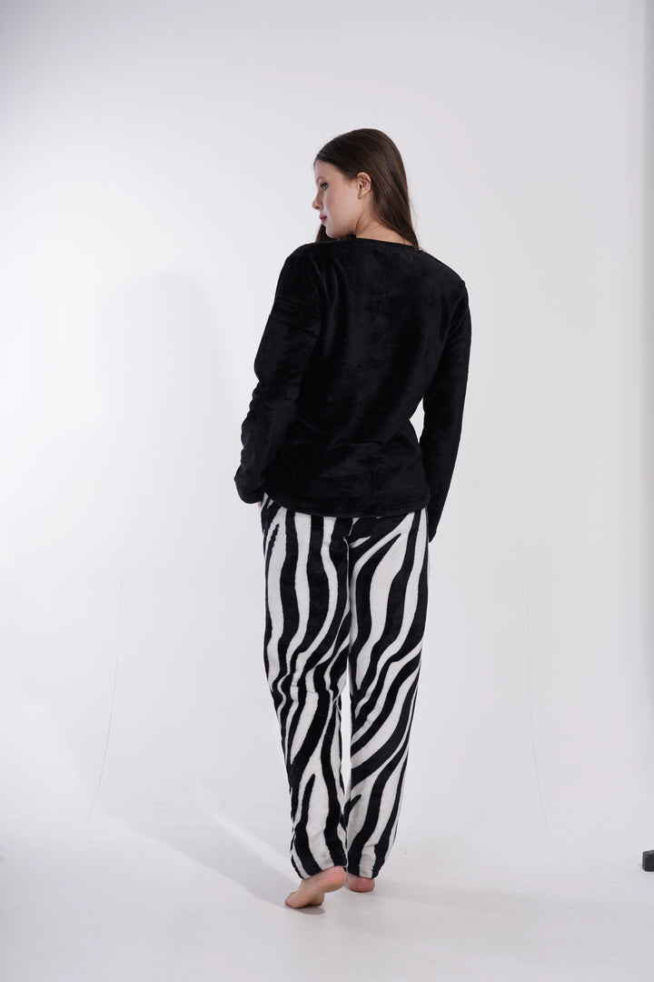 Piżama Damska Softowa Vienetta Zebra Lover, czarno-biała, r. S-XL image 5