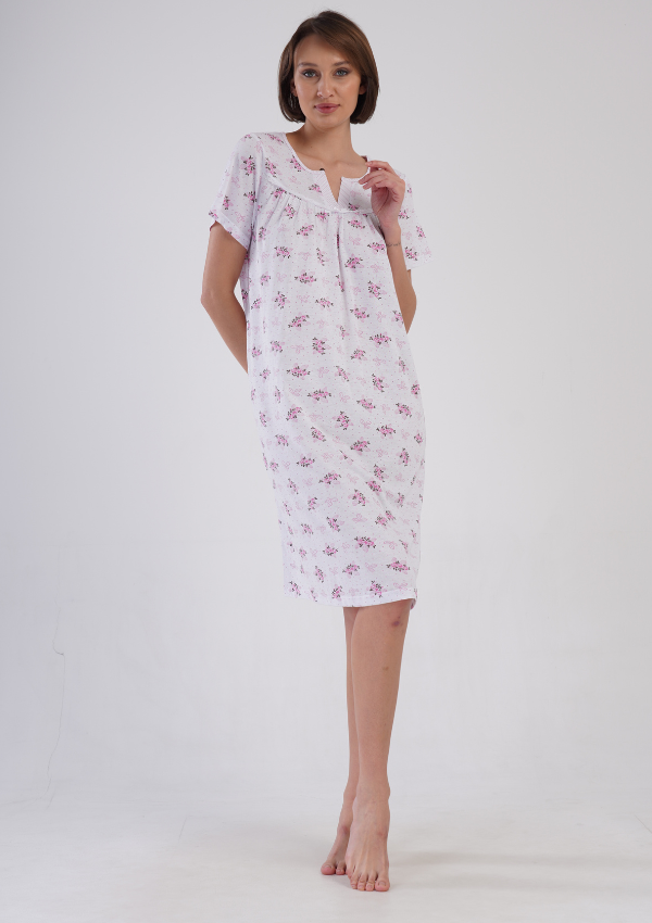 Koszula Nocna Vienetta Rose Bloom, Biało - Różowa , r. M-XXL