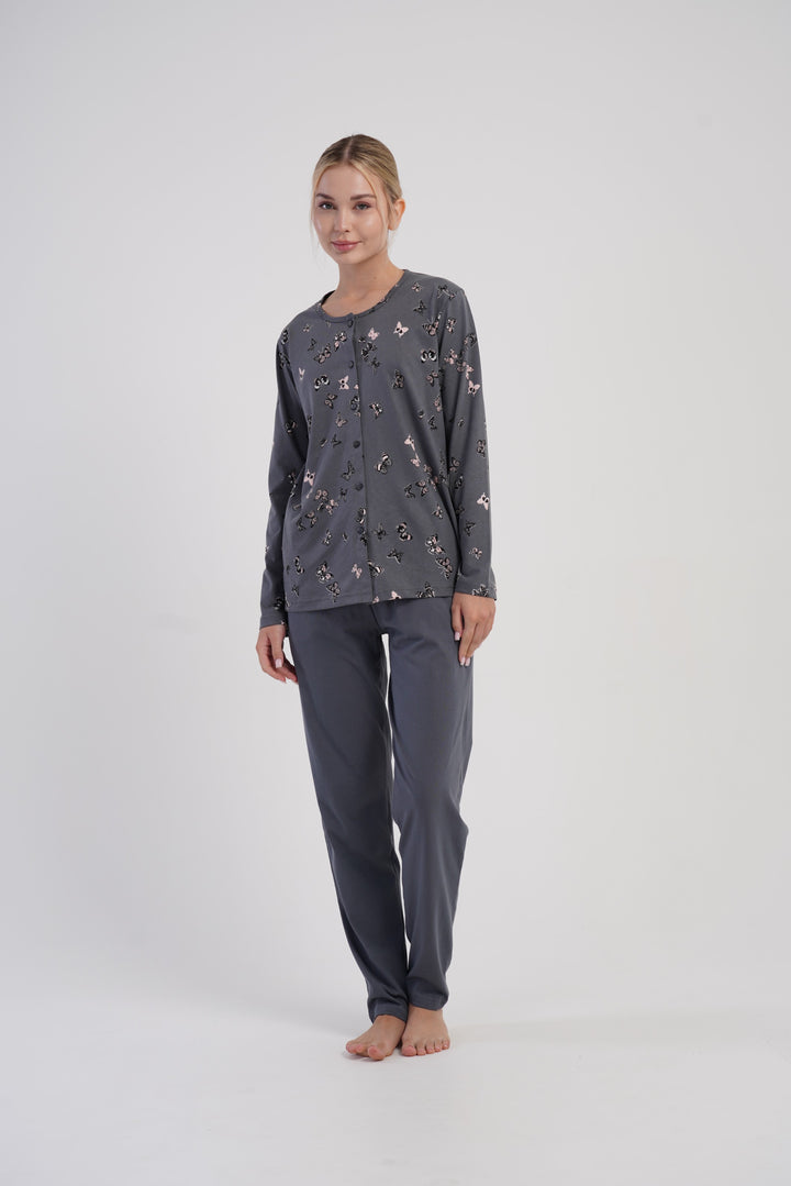 Piżama Damska Vienetta Butterflies, Szary, r. M-XXL