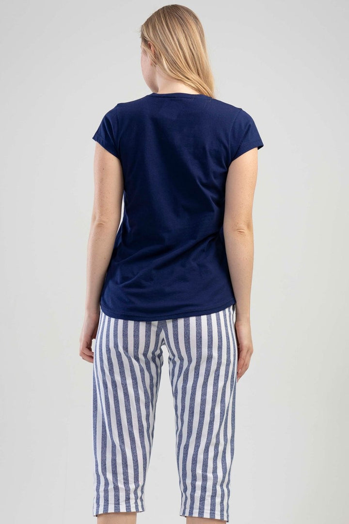 Piżama Damska Vienetta, Cute Cat, Granatowa, r. S-XL