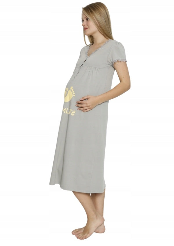 Koszula do karmienia Vienetta, Mom Life, Szara, r. M-XXL image 1