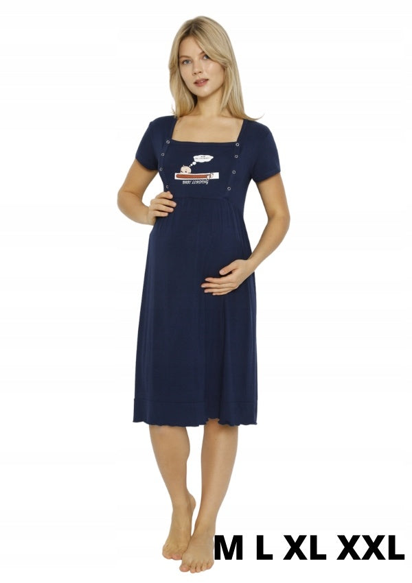 Koszula do karmienia Vienetta, Baby Loading, Granatowy, r. M-XXL