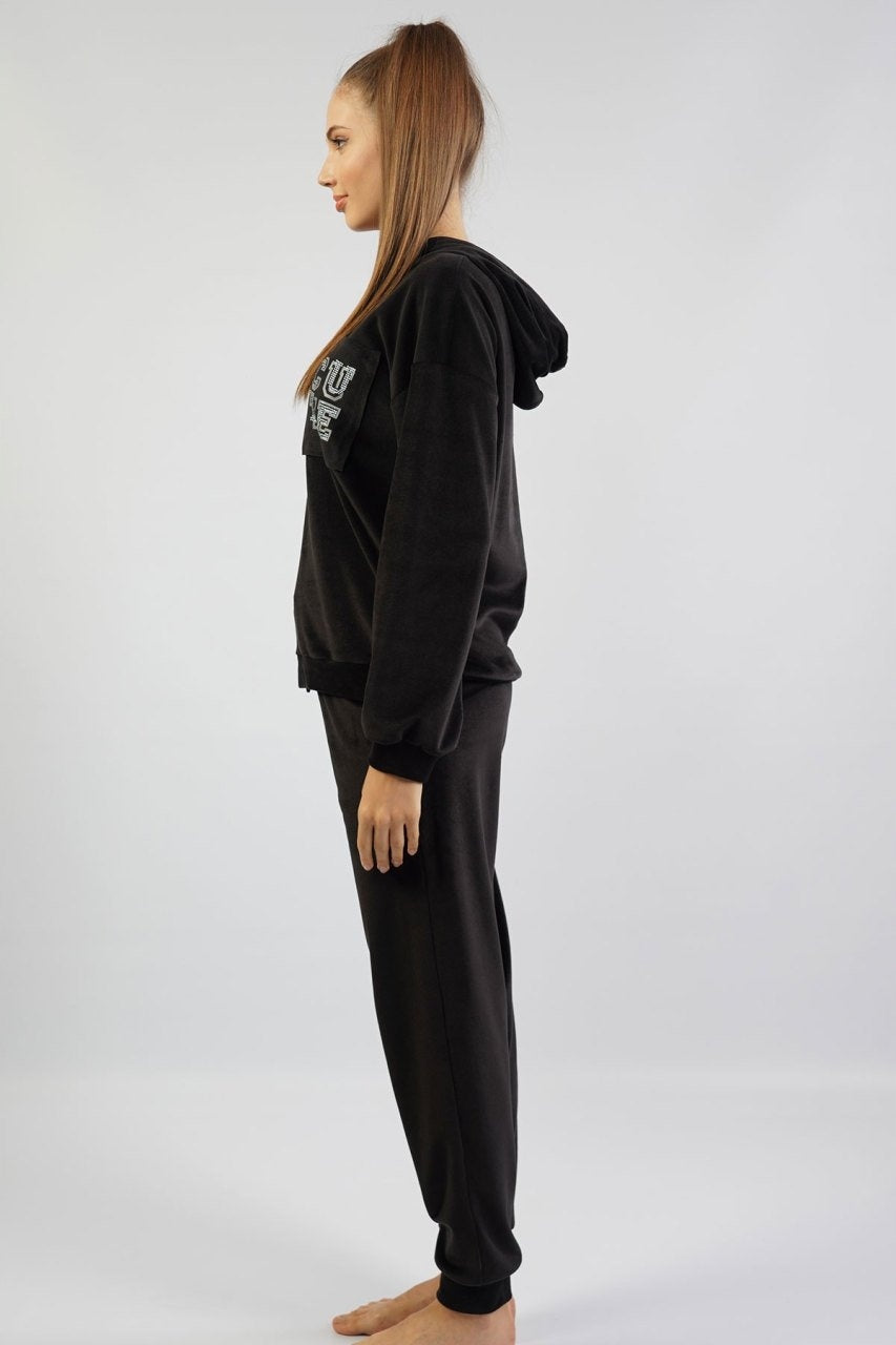 Piżama Damska Vienetta, Cute, Czarna, r. S-XL