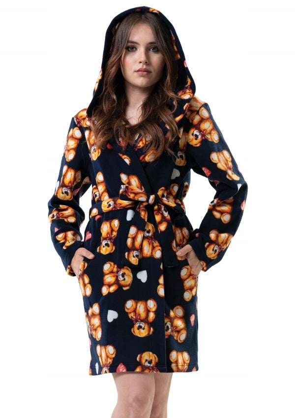 Szlafrok damski Vienetta, Bears, Czarny, r. S-XL image 0