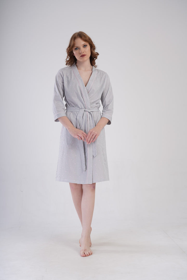 Szlafrok damski Vienetta Soft Hearts, Szary, r. S-XXL