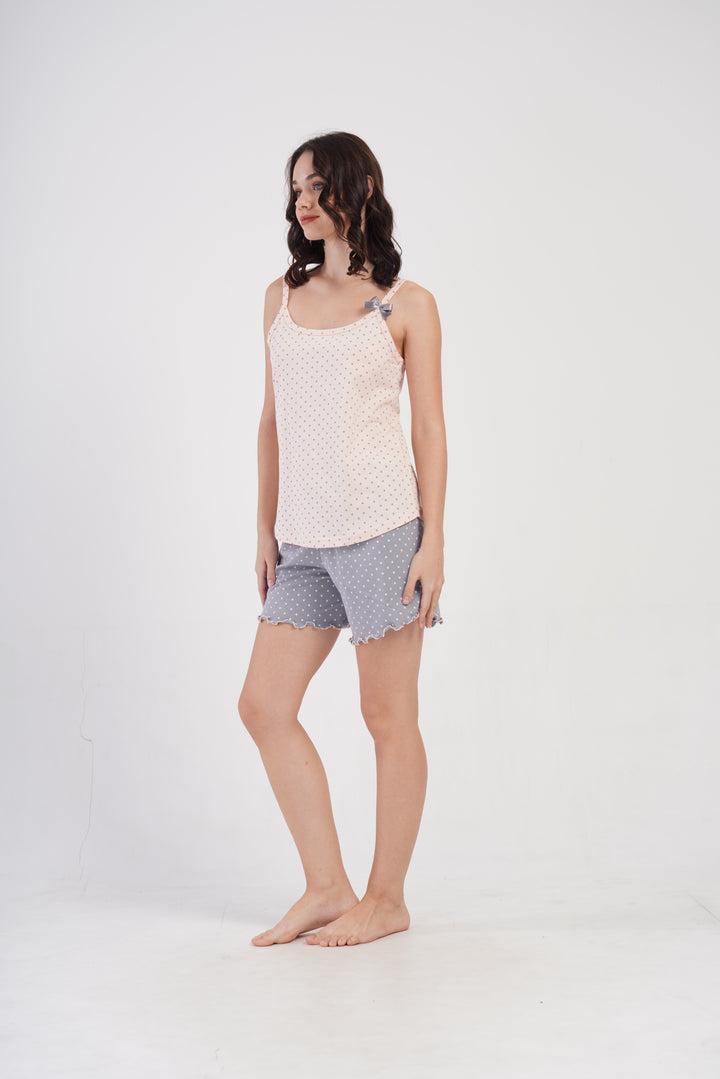 Piżama Damska Pink Dots, Różowy, S -XL