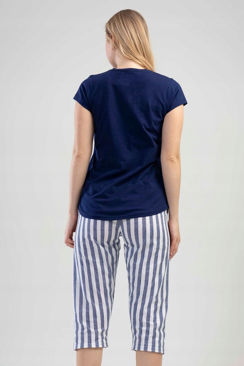 Piżama Damska Vienetta, Cute Cat, Granatowy, r. S-XL