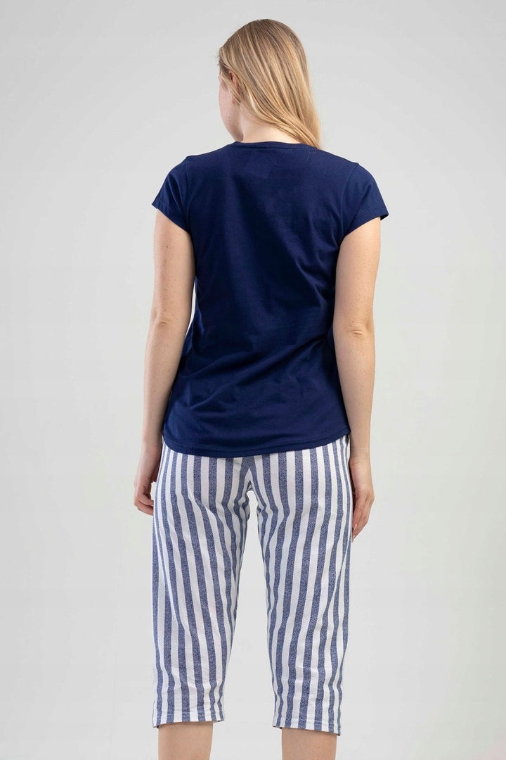 Piżama Damska Vienetta, Cute Cat, Granatowy, r. S-XL