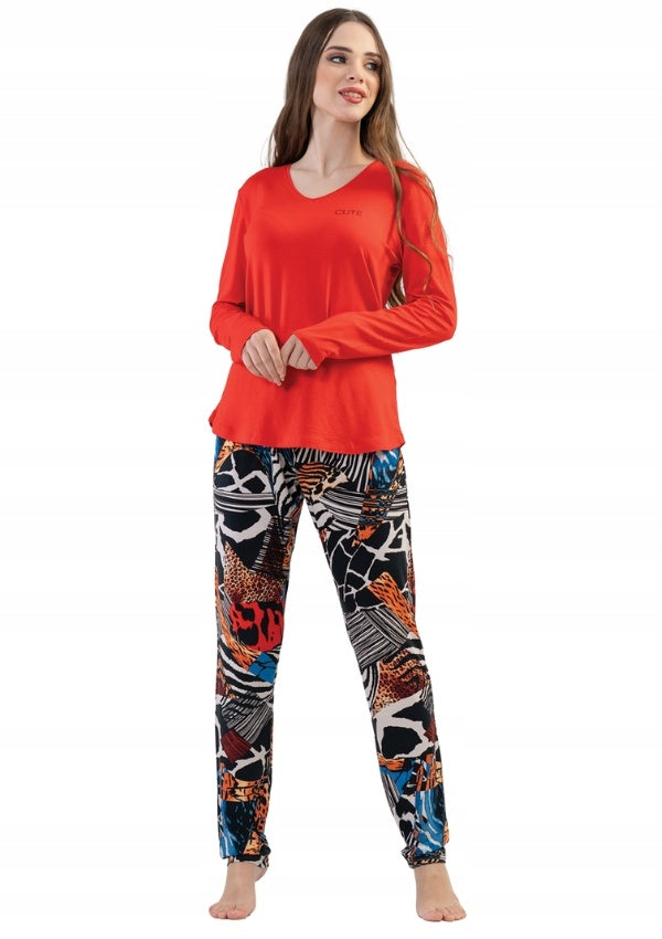 Piżama Damska Vienetta, Crazy Things, Czerwony, r. S-XL