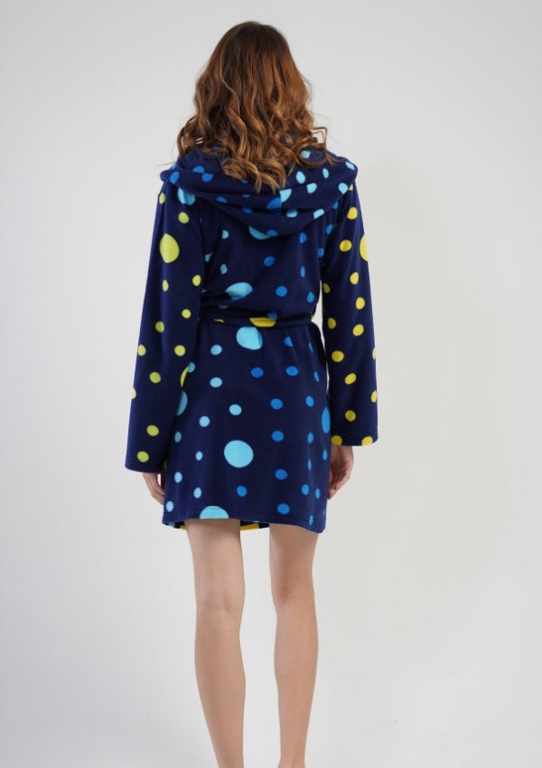 Szlafrok damski polarowy Vienetta Bubbles Navy, granatowy, r. S-XL image 3
