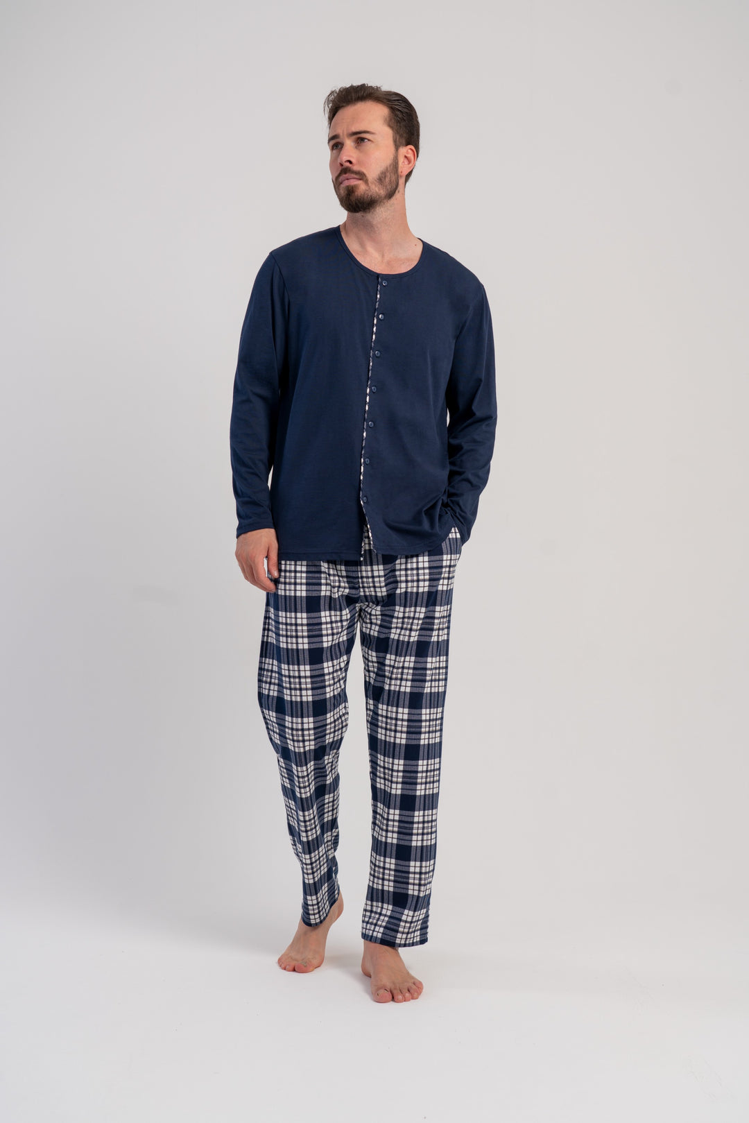 Piżama Męska Vienetta Classic Comfort, Granatowy, r. 1XL-4XL