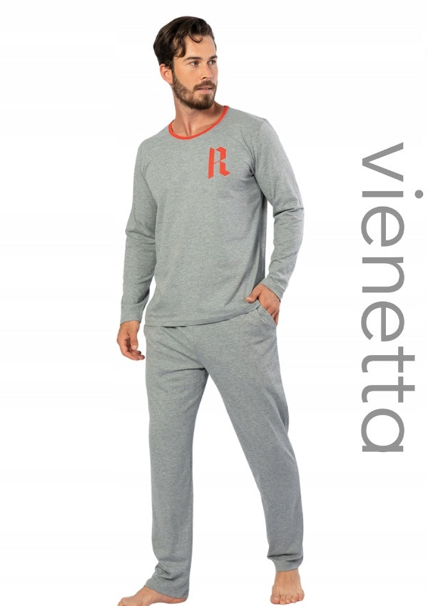 Piżama Męska Vienetta, Red R, Szara, r. 1XL-4XL