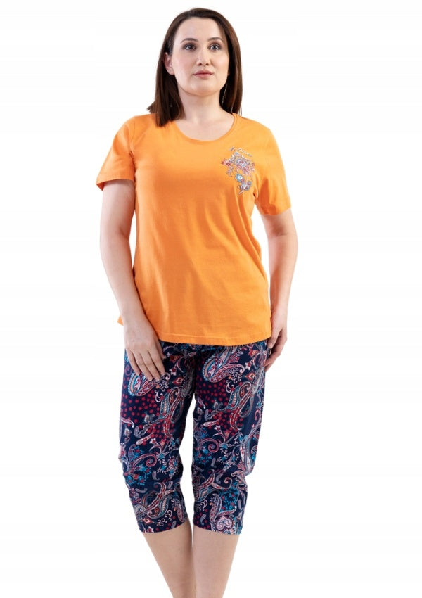 Piżama Damska Vienetta, Floral Dream, Pomarańczowa, r.1XL-4XL image 18