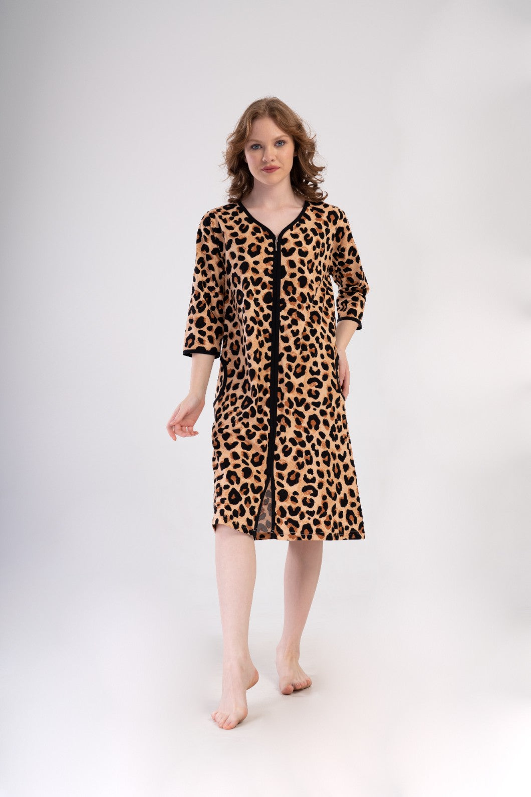 Szlafrok damski Vienetta Panther Dreams, Beżowy, r. 5XL - 7XL