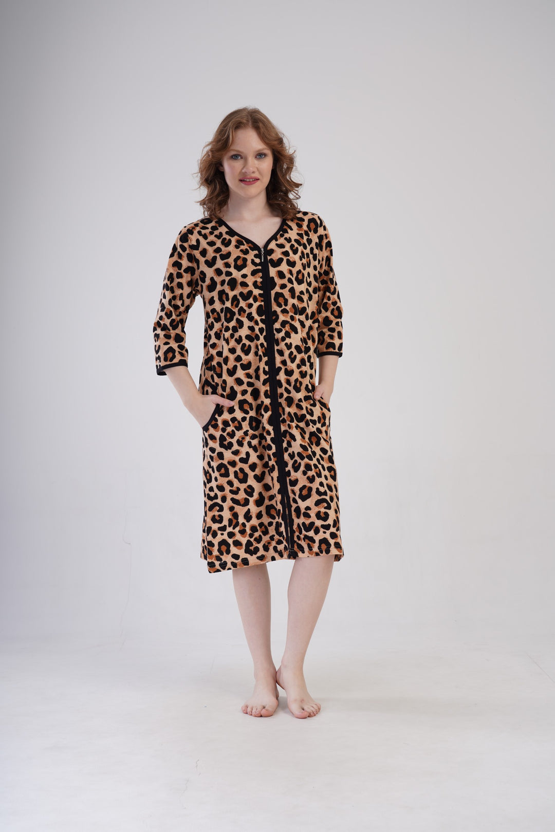 Szlafrok damski Vienetta Panther Dreams, Beżowy, r. 5XL - 7XL