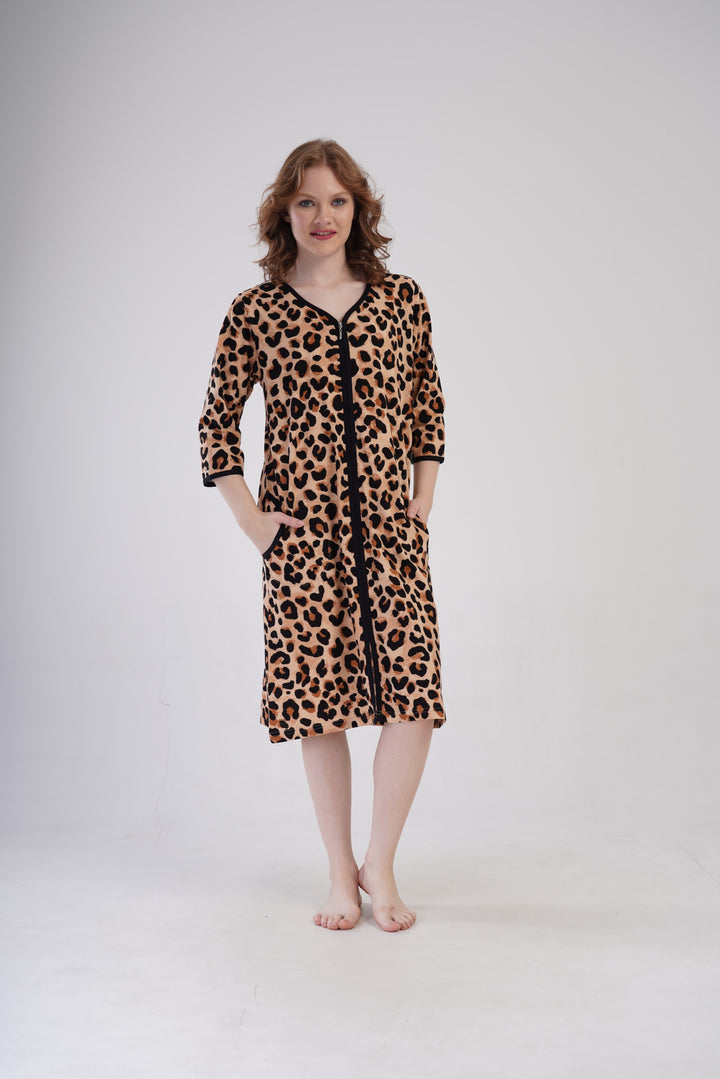 Szlafrok damski Vienetta Panther Dreams, Beżowy, r. 5XL - 7XL