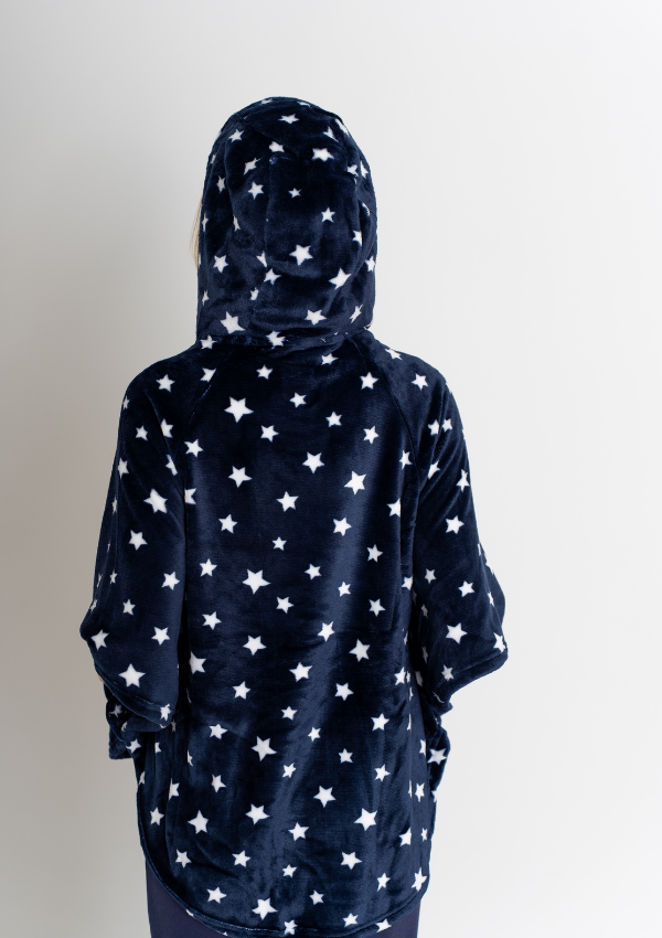 Szlafrok Damski Ponczo Vienetta, White Stars, Granatowy, r. Uniwersalny