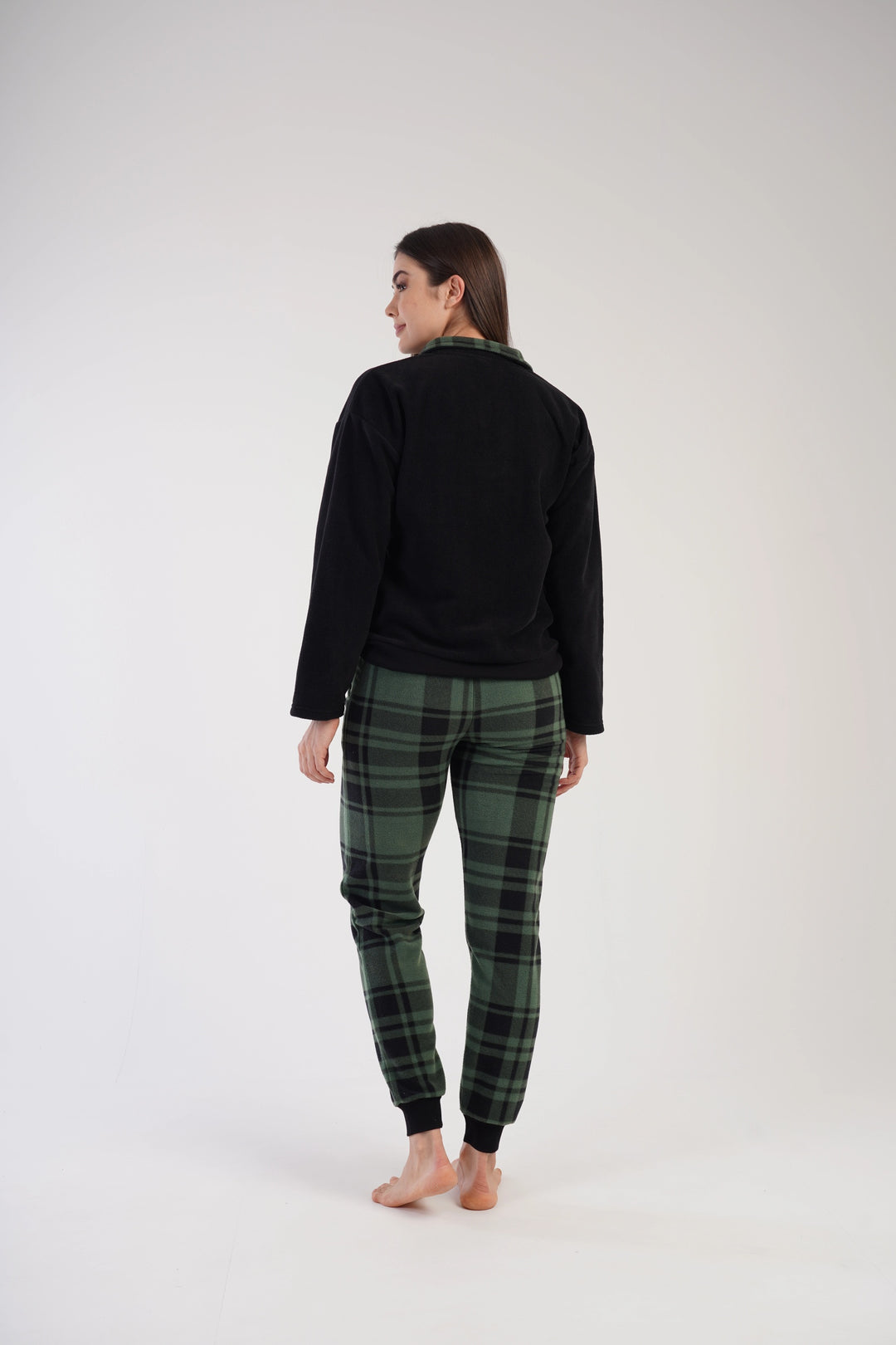 Piżama Damska Polarowa Vienetta Winter Warmth, czarno-zielona, r. S-XL image 5