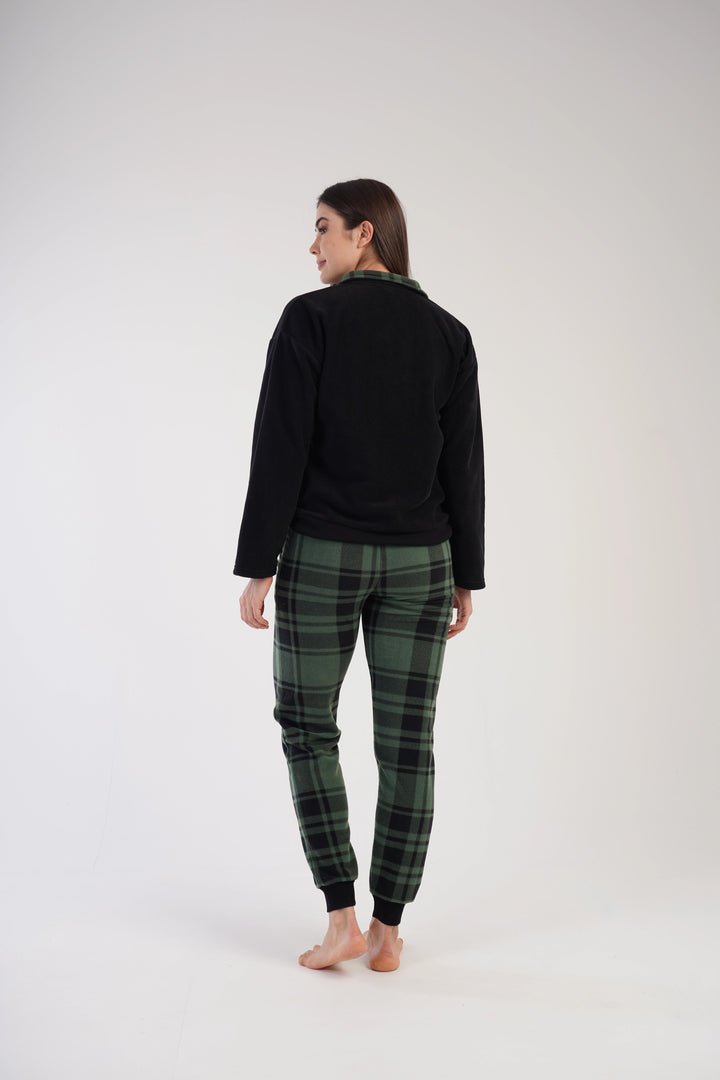 Piżama Damska Polarowa Vienetta Winter Warmth, czarno-zielona, r. S-XL image 5