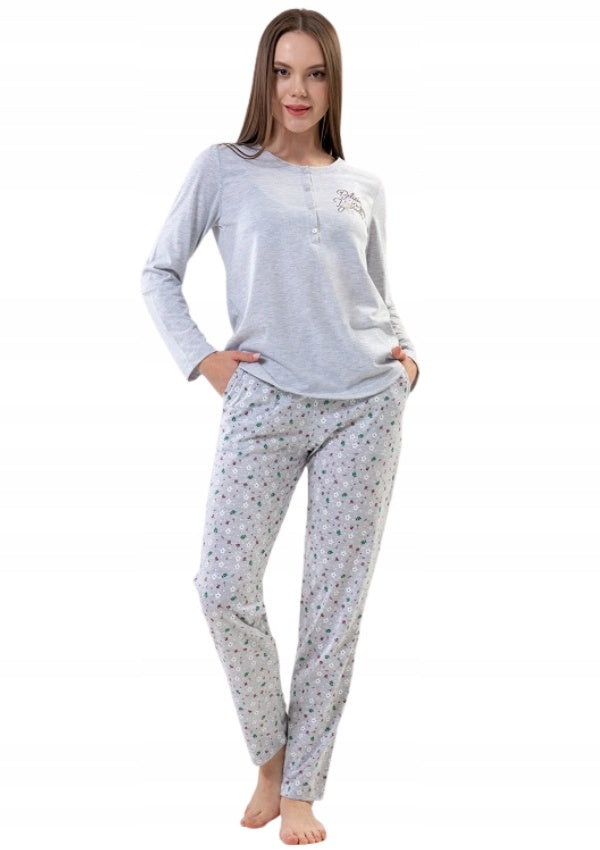 Piżama Damska Vienetta, Believe You, Szara, r. M-XXL image 0