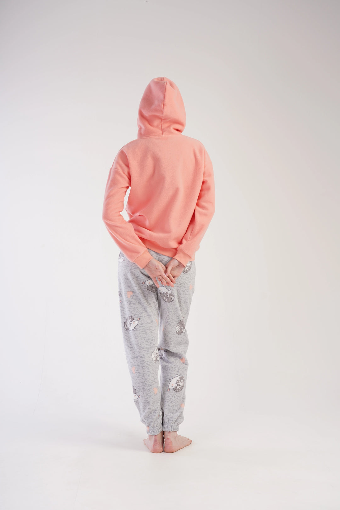 Piżama Damska Polarowa Vienetta Cuddly Hedgehog, brzoskwiniowo-szara, r. S-XL image 6