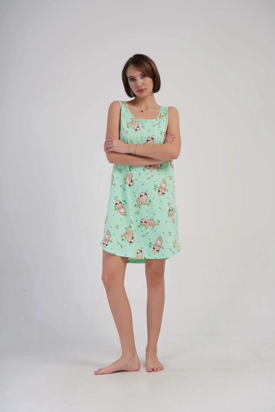 Koszula Nocna Vienetta Sloths sleep, Zielony, r. S-XL
