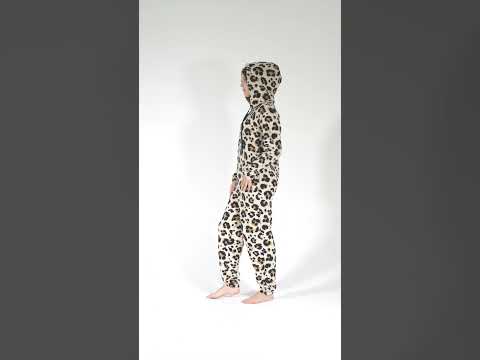 Kombinezon damski polarowy Vienetta Leopard Luxe, beżowo-czarny, r. S-XL