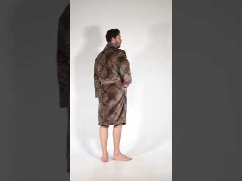 Szlafrok męski softowy Vienetta Tartan Treats Brown, brązowy, r. M-XXL