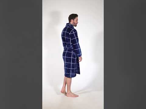 Szlafrok męski softowy Vienetta Grid Please, granatowy, r. M-XXL