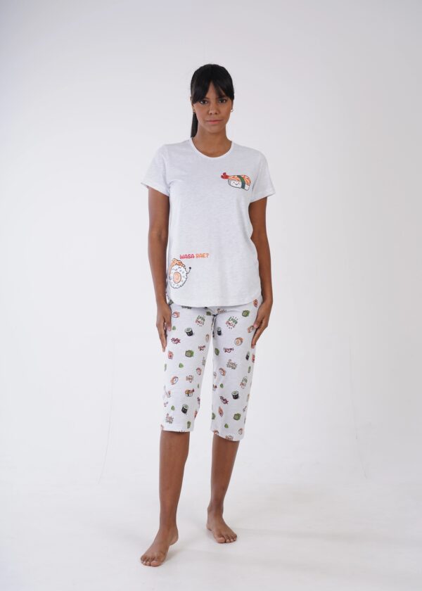 Piżama Damska Vienetta Sushi Lover Grey, szara, r. M-XXL - L