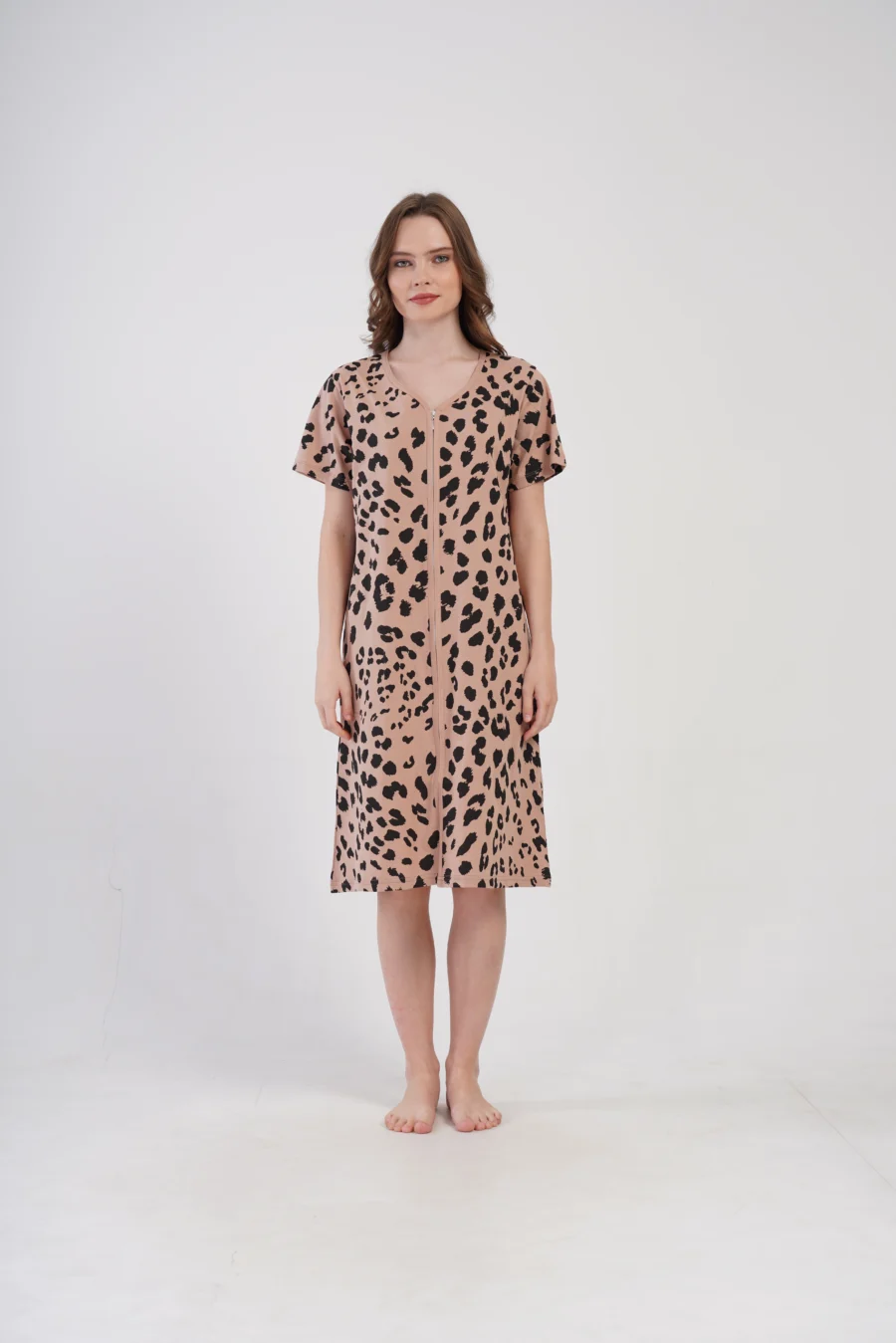 Szlafrok damski Vienetta Leopard, Brązowy, r. 1XL-4XL