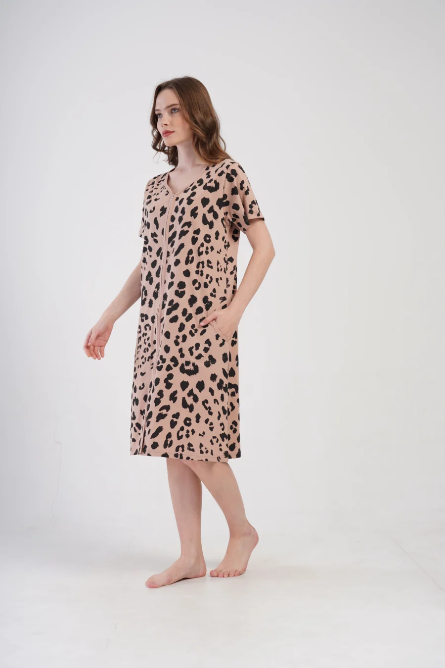 Szlafrok damski Vienetta Leopard, Brązowy, r. 1XL-4XL - obrazek 3